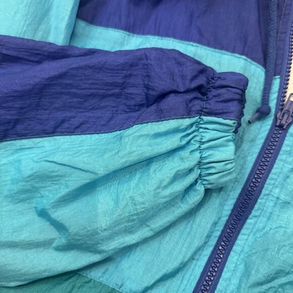 Vtg 90s Pro Spirit Colorblock Windbreaker Jacket S Teal Blue Gorpcore Vaporwave - Picture 3 of 12